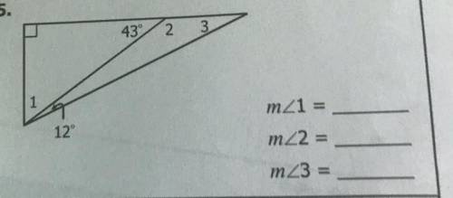 43°
2
3
1
mZ1 =
12°
mZ2 =
m23 =