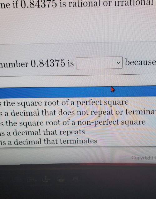 Determine if 0.84375 is rational or irrational and give a reason for your answer.

Reasons Below