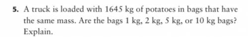 A truck is loaded with 1645 kg of potatoes in bags that have the same mass. Are the bags 1kg 2kg 5k