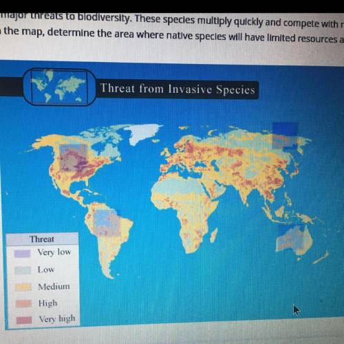Select the correct location on the image.

Invasive species are one of the major threats to biodiv