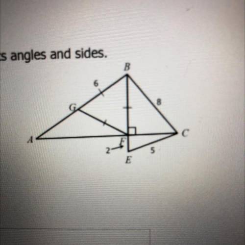 If G is the midpoint of AB, Classify each triangle by its angles and sides.

1. CFE:
2. BEC:
3. BF