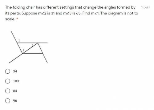 The folding chair has different settings that change the angles formed by its parts. Suppose m∠2 is