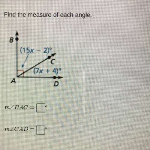 Find the measure of each angle.
m
m