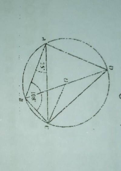 In the diagram,O is the centre of circle ABCD.BOD is a straight line.ABC=108° and BAC=25°.Find

a)