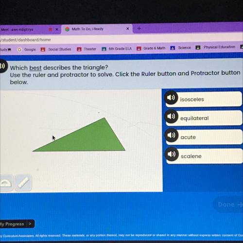 Which describes the triangles? Use the ruler and protector to solve