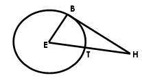 BH is tangent to point E. BE=5 inches, and BH= 12 inches. What is the length of EH.