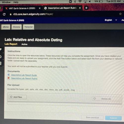 Lab: Relative and Absolute Dating

Lab Report
Active
Instructions
Click the links to open the reso