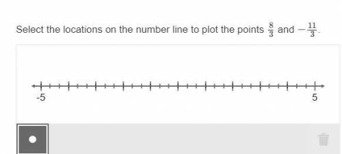 Select the locations on the number line to plot the points 4 1/3 and −1 1/3.