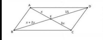 4. Dado que ABCD es un paralelogramo,AC y BD sus diagonales,determinar el valor de x y y.