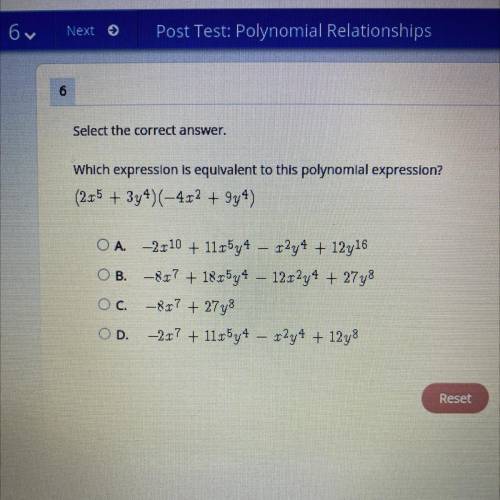 Which expression is equivalent to this polynomial expression? (photo below)