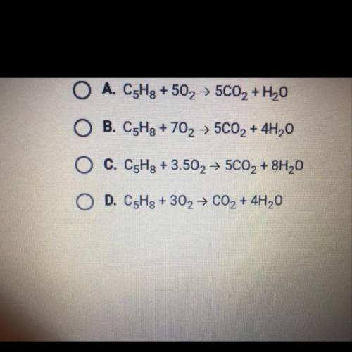 How should this combustion reaction be balanced?
C5H8+O2 + CO2 + H20