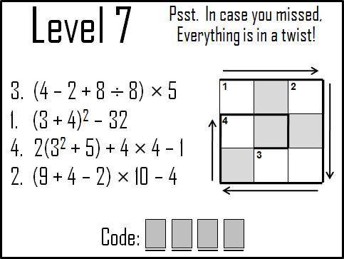 Help me please. This is an Order of Operations Escape Room. There is a 4-digit code.