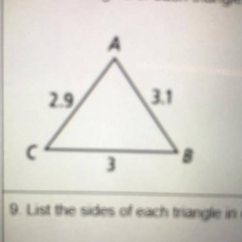 8. List the angles of each triangle in order from smallest to largest.