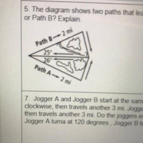 5. The diagram shows two paths that lead through a park. Would a jogger run a greater distance on P