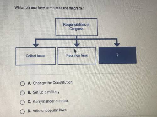 PLS HELP ASAP!! Which phrase best completes the diagram? A. Change the Constitution B. Set up a mil