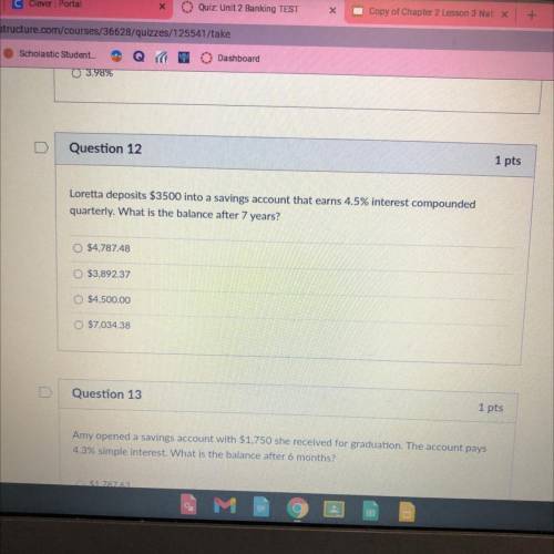 Question 12! Need help please