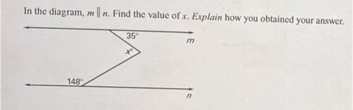 In the diagram, m || n. Find the value of x. Explain how you obtained your answer.