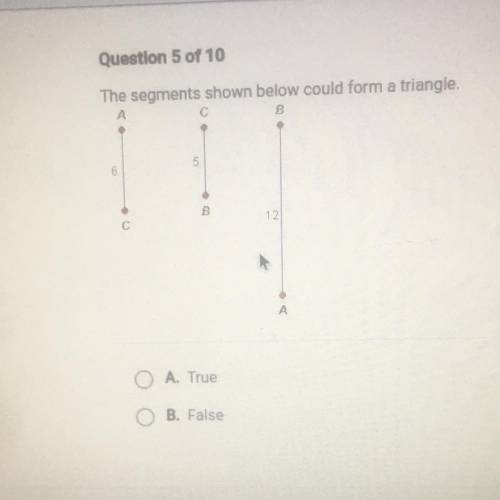 Could a segmant of 6 5 and 12 form a triangle?