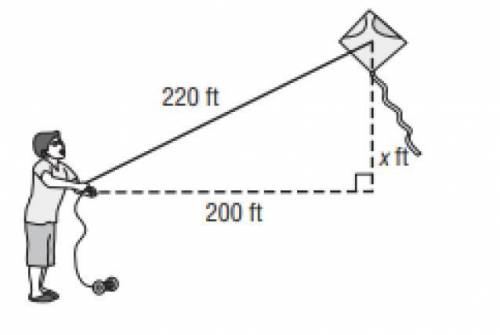 13. In the diagram, Carlos is flying his kite. Write and solve and equation to find how far above C