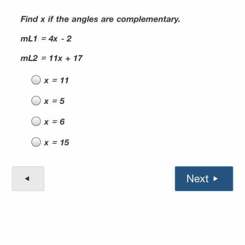 Find x if the angles are complementary