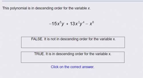 This polynomial is in descending order for the variable x.