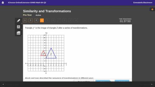 Triangle Z prime is the image of triangle Z after a series of transformations.

On a coordinate pl