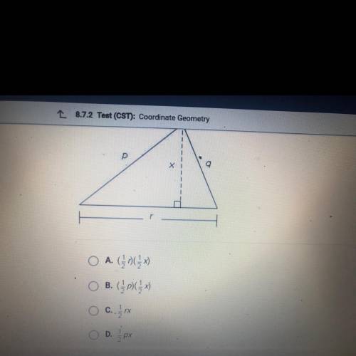 Which expression gives the area of the triangle shown?