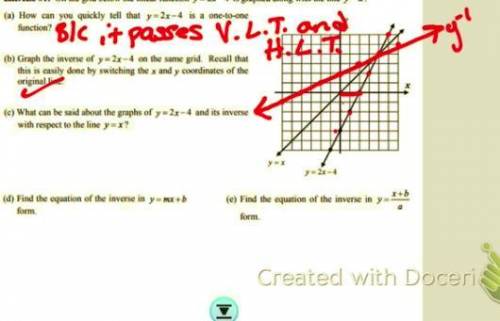 What can be said about y=2x-4 and its inverse with respect to the line y=x?