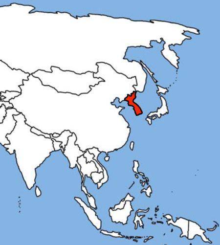 The area shown in the red is the

A)Malay Peninsula.
B)Korean Peninsula.
C)Iberian Peninsula.
