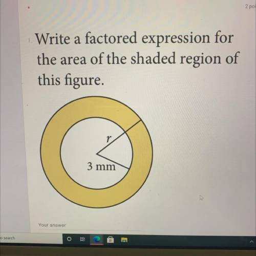 Write a factored expression for the area of the shaded region of this figure