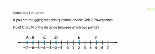 Point C is 1/4 of the distance between which two points?