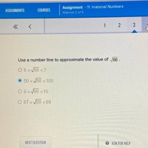 PLEASE HURRYuse a number line to approximate the value of √88