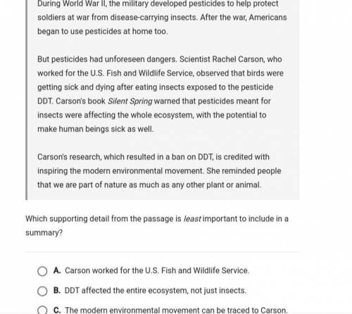 D is carson reseach result in a ban in DDT