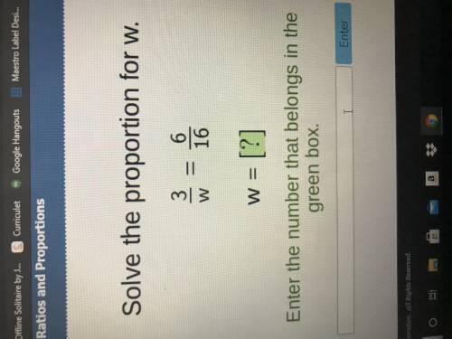 Solve the proportion for w