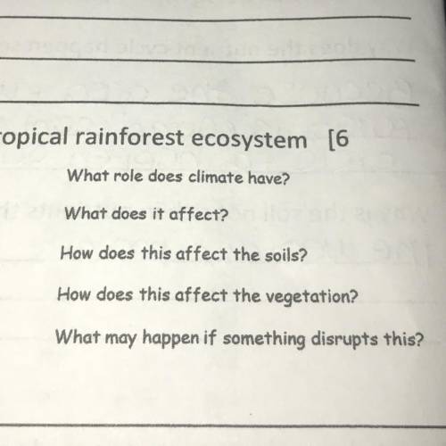 Explain the interdependence of climate, soils and vegetation in the tropical rainforest ecosystem [