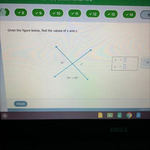 Pls help me find the value of x and z