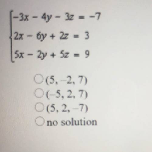 PLEASE HELP, WILL MARK BRAINLIEST

What is the solution of the system of equations?
Only answer if