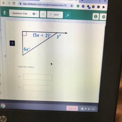 (5x + 2) 6x
Solve for x and y
X =
y =