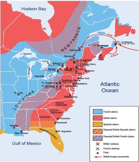 Using the map, which statement best describes the land claims in North America prior to the French