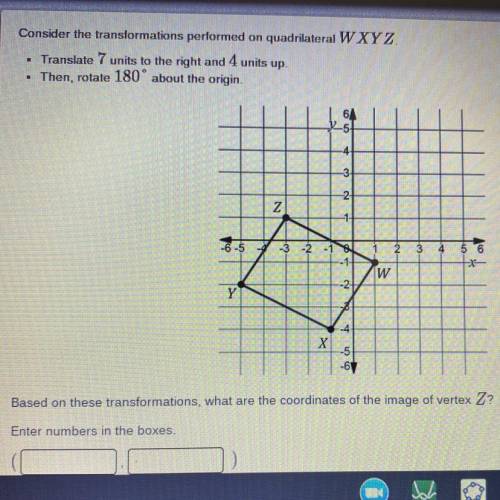 Consider the transformations performed on quadrilateral WXYZ.

. Translate 7 units to the right an