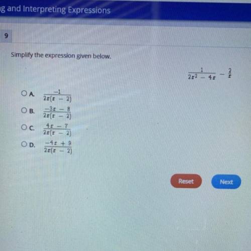 PLEASE HELP ASAP
Simplify the expression 1/2x^2 - 4x - 2/x