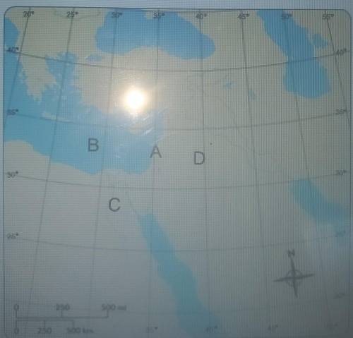 Location B is which place?

A. CanaanB. Mediterranean seaC. EgyptD. Syrian Desert