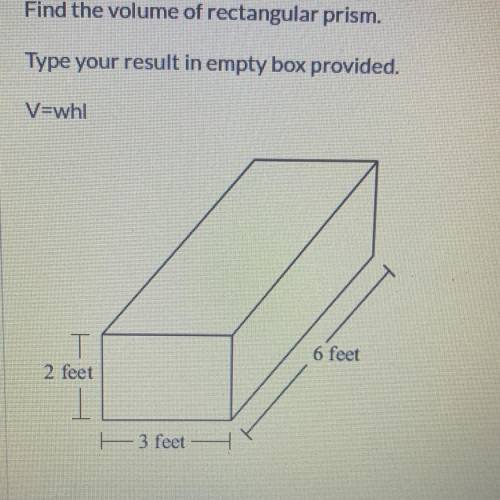 Find the volume of the rectangular prism. Type your result in the empty box provided. V=whl