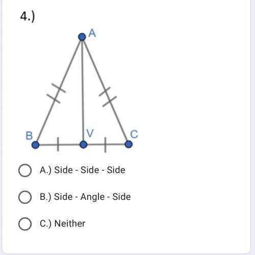 HURRY ANSWER!!! Are the triangles below congruent by Side-Side-Side, Side-Angle-Side, or neither?