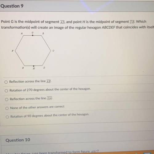 Point G is the midpoint of segment AE, and point His the midpoint of segment DE. Which

transforma