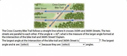 Please help me.

The Cross Country Bike Trail follows a straight line where it crosses 350th and 3