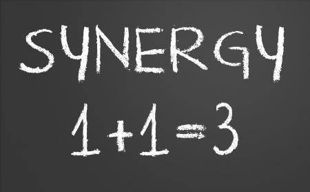 Synergy is Everywhere 
What do you think about the image below? What could 1 + 1 = 3 mean?