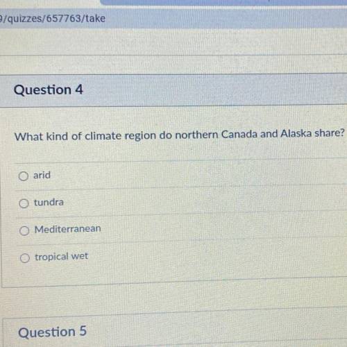 What kind of climate region do northern Canada and Alaska share? Please help