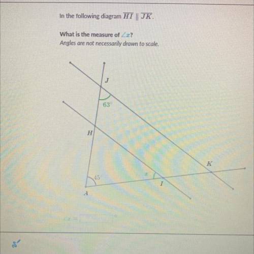 What is the measure of angle x ?