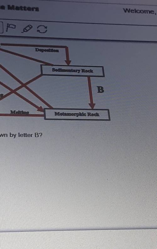 the following diagram shows parts of the rock cycle. what process are shown by letter b? erosion an